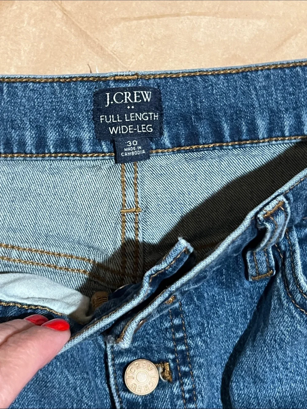 J. Crew Women's Full Length Wide-Leg Jeans in Medium Blue Denim size 30x30